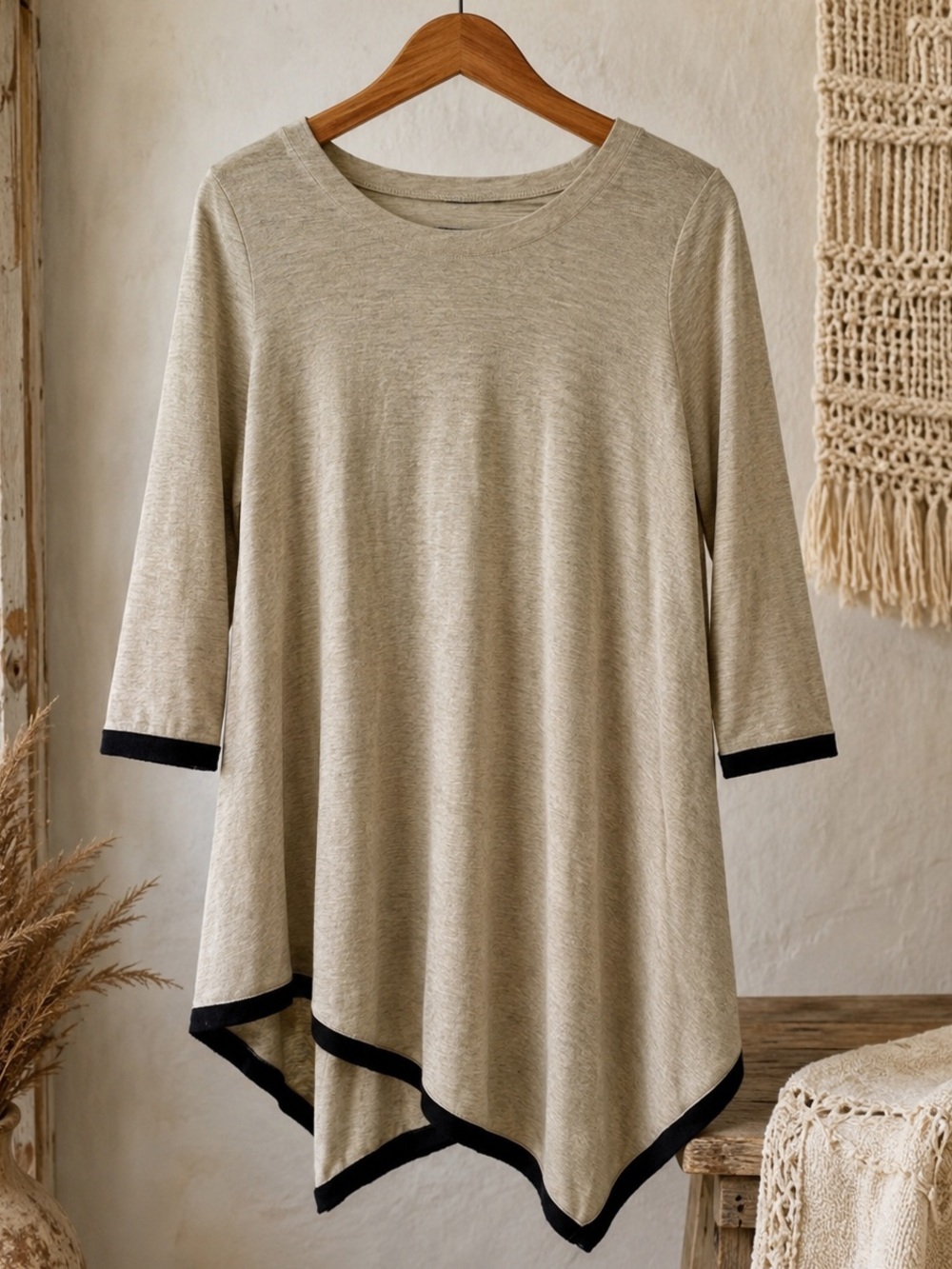 Chelsea & Theodore Women’s‎ Asymmetrical Swing Tunic 3/4 Sleeve Blouse Medium